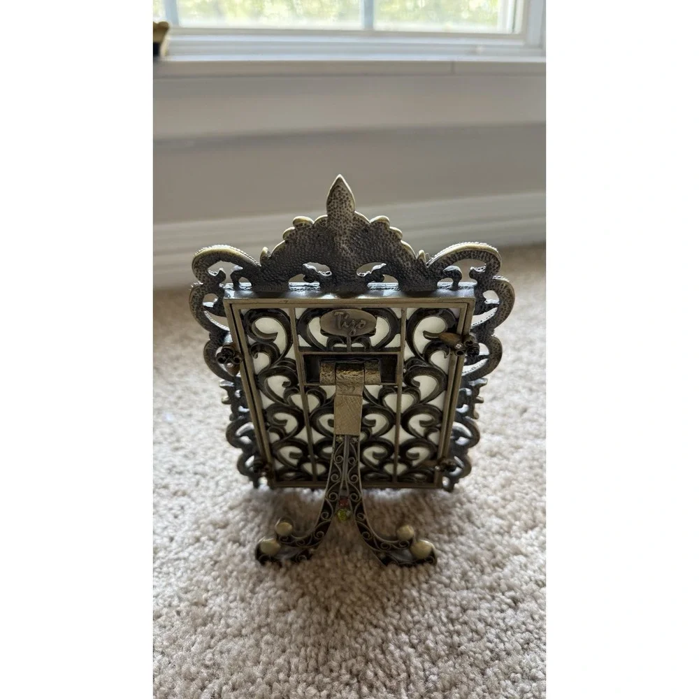 Tizo Jeweled Crystal Metal Butterfly Filigree 4x6 Photo Frame Antique Gold
